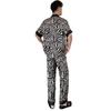 Ice Silk Couple Pajamas: Summer Silk Three-Piece Set with Short Sleeve, Shorts, and Long Pants In Elegant Horse Pattern for Homewear.