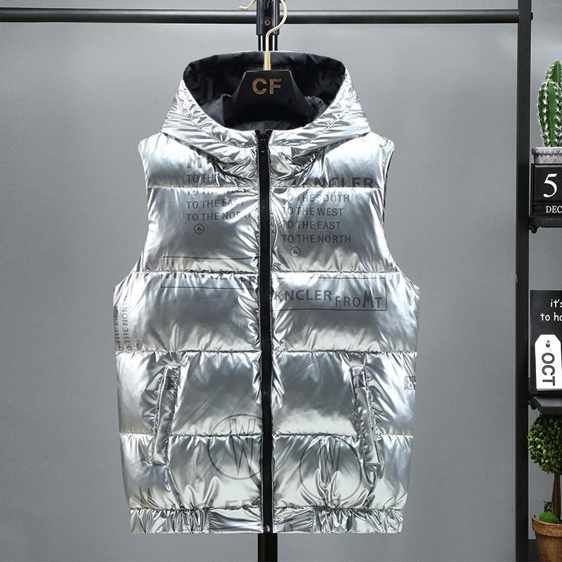

Couple cotton vest Men s autumn and winter trend vest jacket Fattened plus size Thickened thermal vest Down cotton vest S срібний