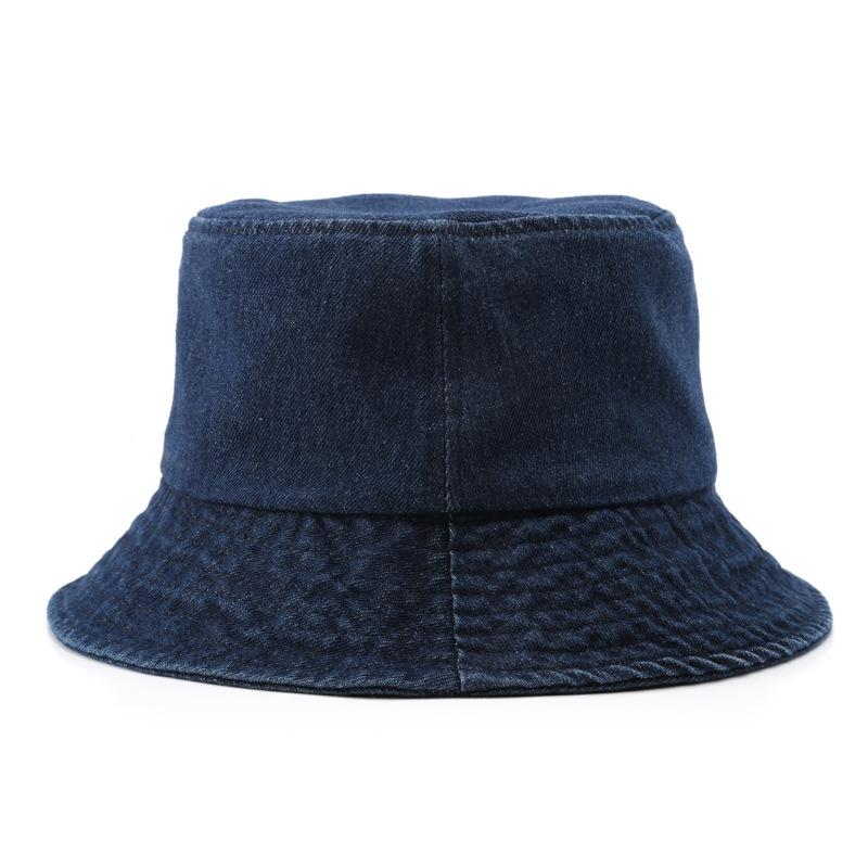 Denim Bucket Hat for Men Women Washed Cotton Fisherman Cap Unisex Retro Summer Sun Hat