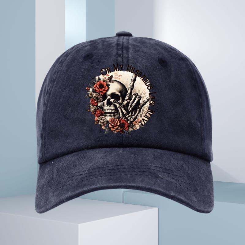 Skull Roses Skeleton Hand Rock Baseball Cap Unisex Adjustable Denim Casual Outdoor Sun Protection Hat