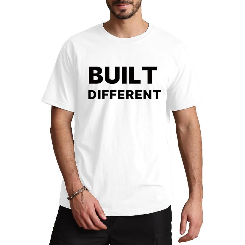 Aiyino Men's Built Different Tee – Bold Slogan Graphic