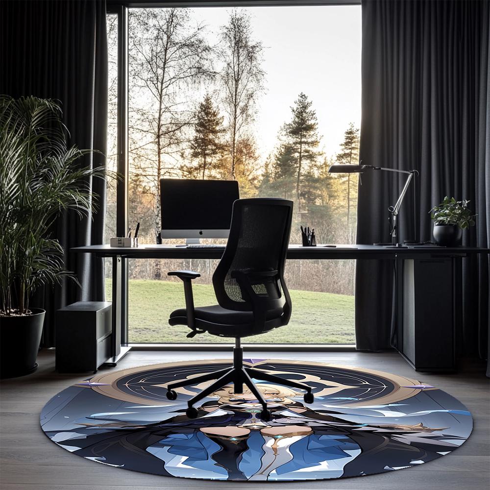 Genshin Impact Printed Round Rug Carpet Chair Rug Area Rug Entryway Doormats,for Office Chair Living Room Bedroom Kitchen Room.