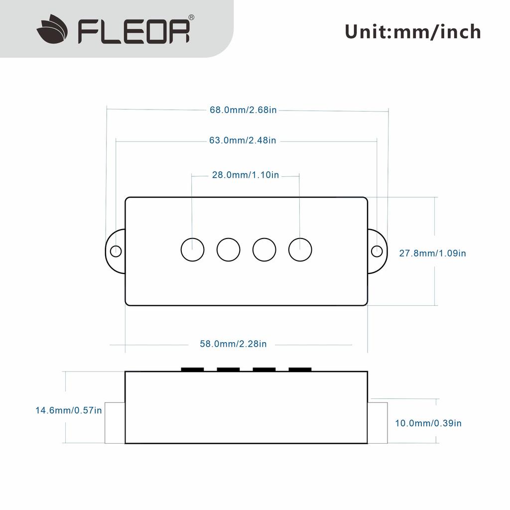 FLEOR Alnico 5 P Bass Pickup Humbucker Pickup for P Bass Replacement 4-String