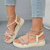 Fashion 2025 Ladies Shoes Elastic Band Women's Sandals FashionOpen Toe Casual Sandals Women Summer Crystal Best Seller Platform Sandals