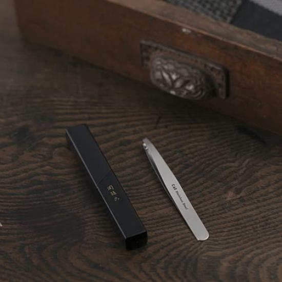 Kai Seki Magoroku Angled with Storage for Hair HC1806 Tweezers, Tip, Case, Silver, Tweezers, Removal,