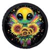 Cute Alien Sunflower Tire Cover Universal Waterproof Dustproof Polyester Spare Wheel Protector