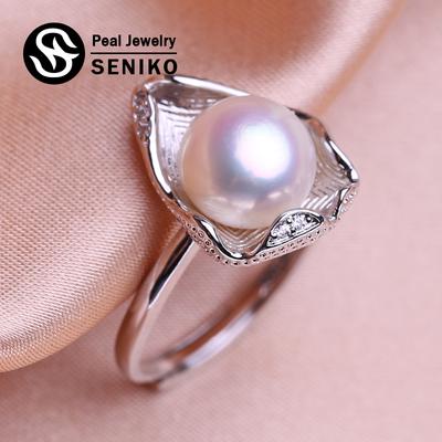 Natürliche Süßwasser Perle Ringe Für Frauen Mode Weibliche Zirkonia CZ Ring Perle Schmuck Einstellbare Ring