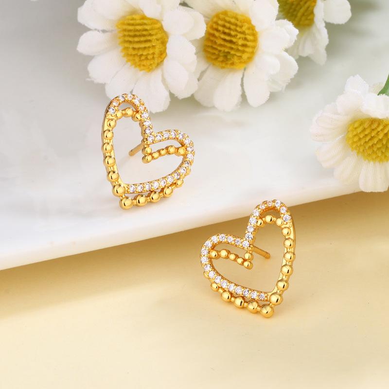 Korean Heart Stud Earrings: Elegant & Versatile Women's Design 2023