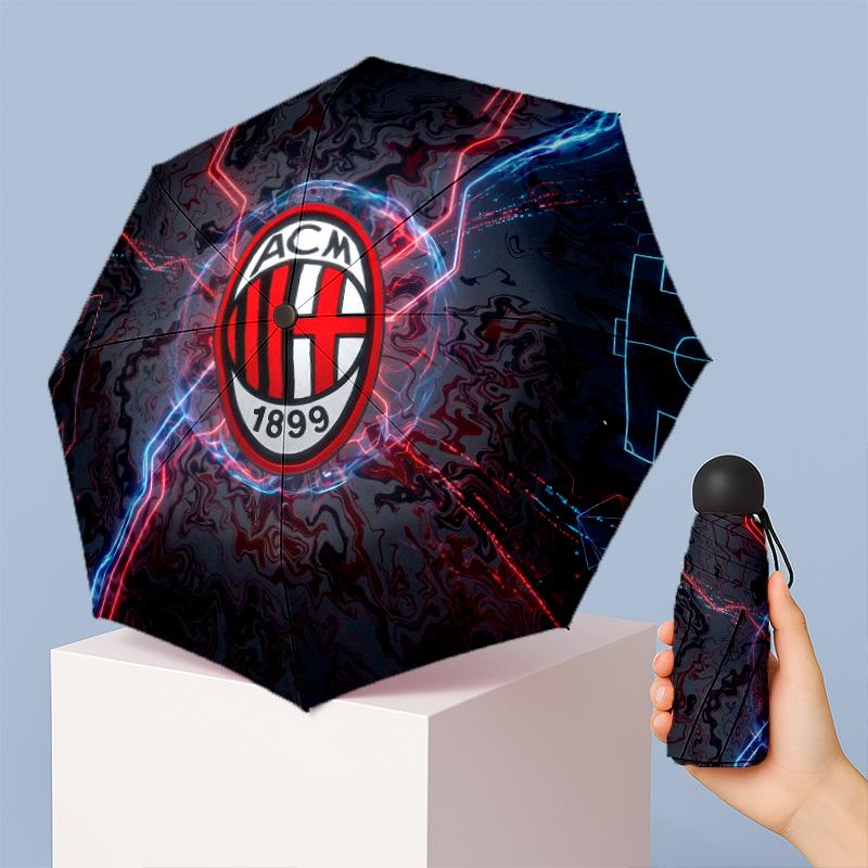 AC Milan Pattern Printed Mini 5 Folds 8 Ribs Compact Umbrella Windproof Waterproof Lightweight Portable Folding