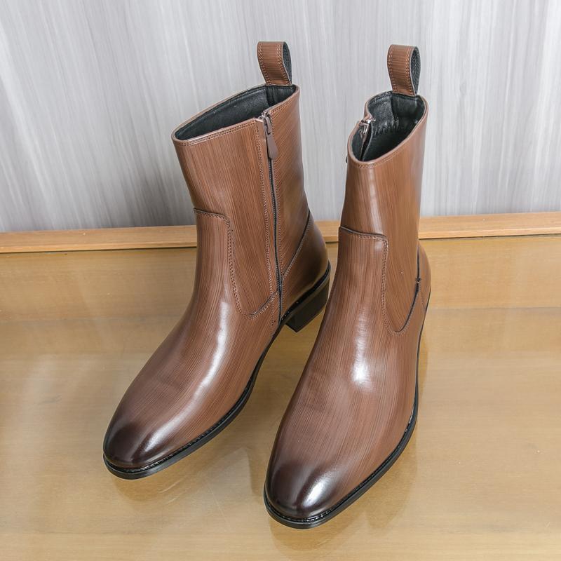 Fashion Fashion Brand Men's Pointed Breathable Side Zipper High Top Boots for Autumn New Men Comfortable Non Slip Chelsea Outdoor Boots