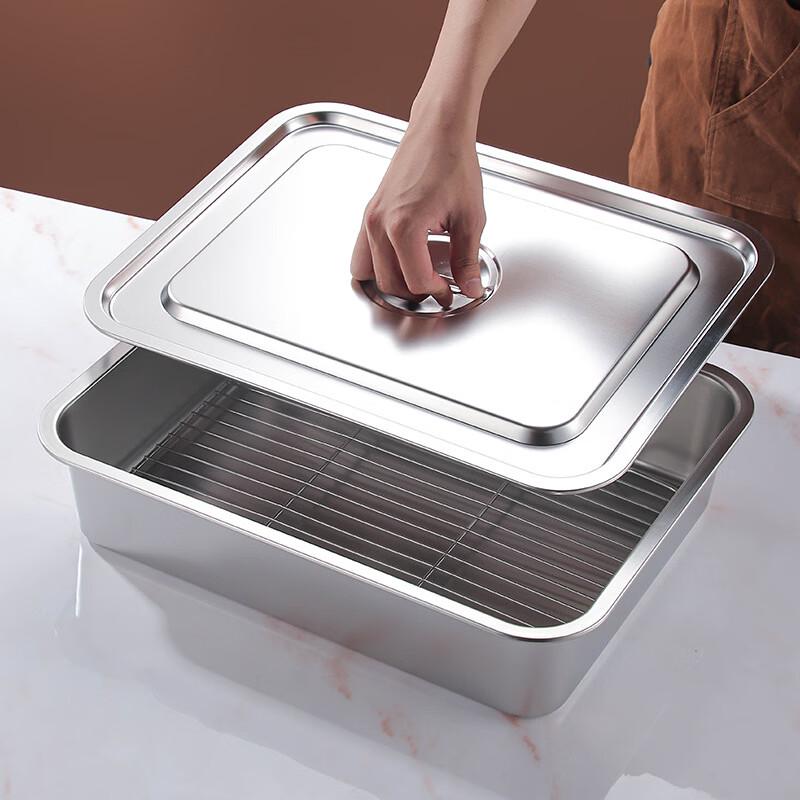 Stainless Steel Rectangular Draining Pan with Lid