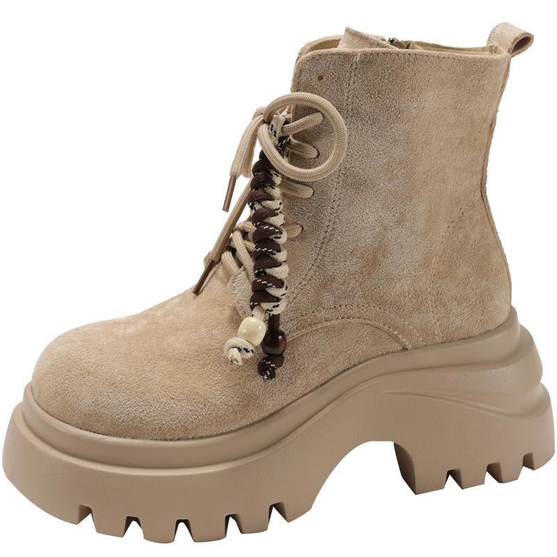 Yellow Retro British Style Thick-soled Heightening Martin Boots Women's 2025 New Summer High-end Thin Short Boots