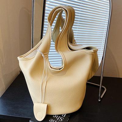 Minimalist Style Tote Bag Large Capacity Women's 2025 New Lychee Pattern Commuter Bag Fashionable Simple Soft Leather Shoulder Bag