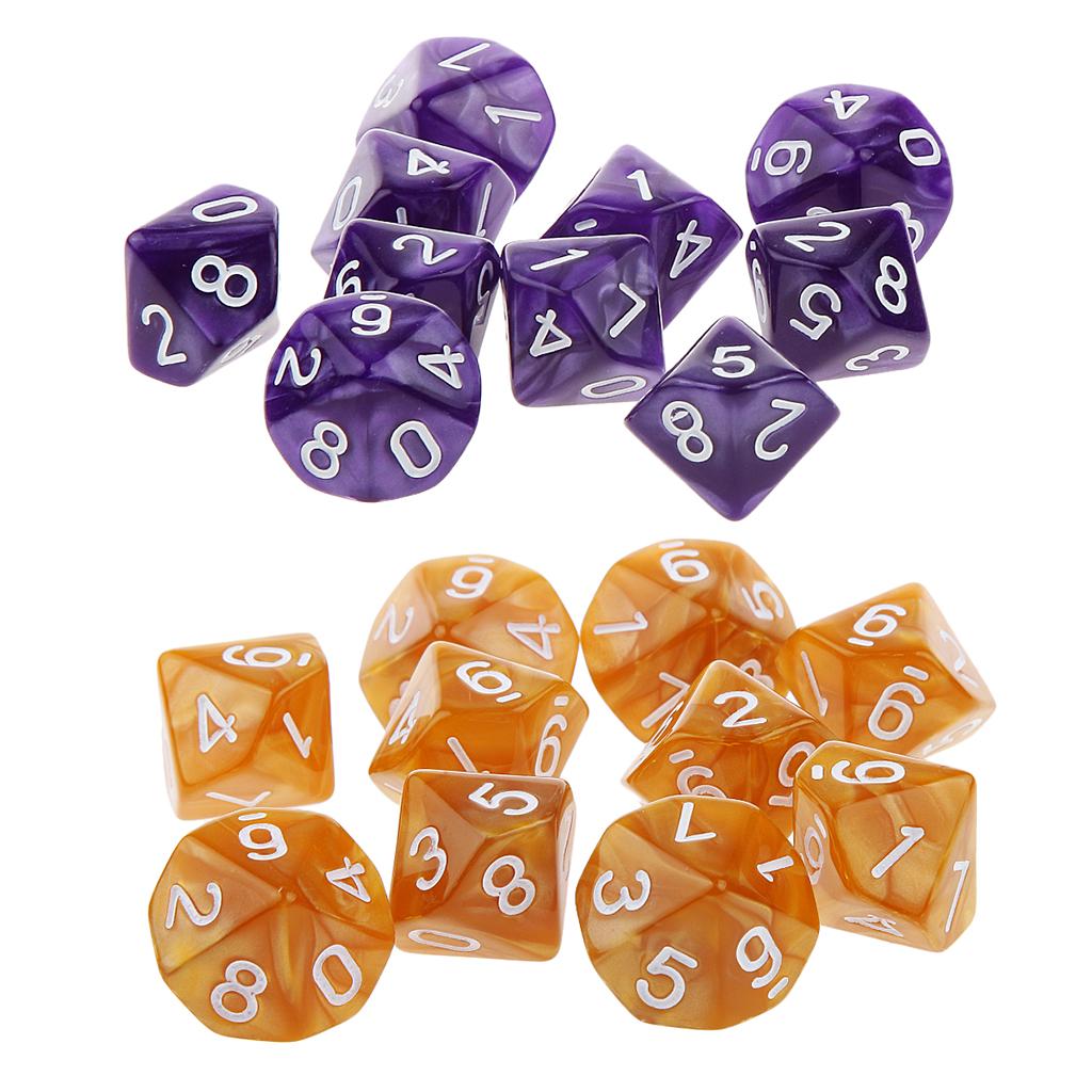 10pcs Ten Sided Dice D10 Playing D/&D RPG Party Games Dices Purple