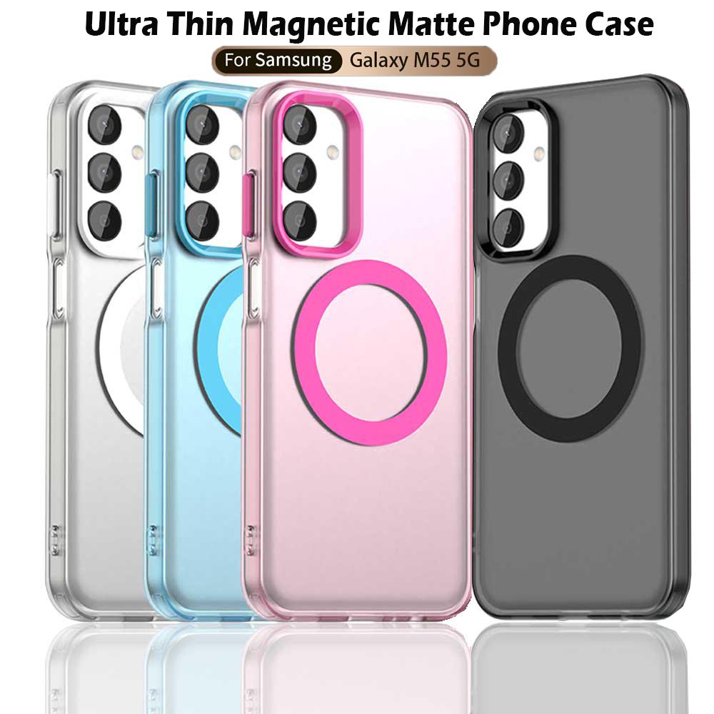 Magsafe Matte Phone Case For Samsung Galaxy M55 C55 F55 5G Protective Case Magnetic Wireless Charging Shockproof Back Cover