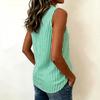 Camiseta sin mangas de verano para mujer con cuello en V, botones al frente, a rayas casual con bolsillo, blusa de corte relajado para uso diario