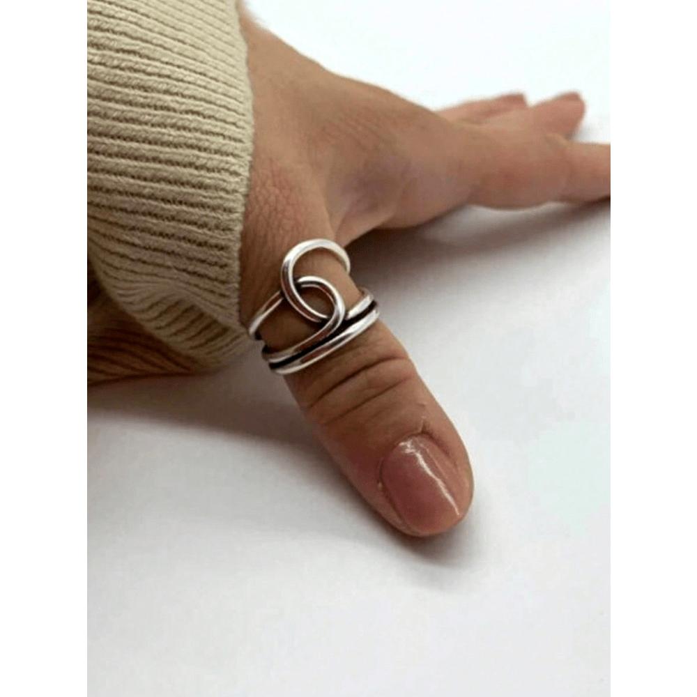 1pc Vintage Asymmetrical Multi-Layer Criss-Cross Knot Thumb Ring, Thick Adjustable Ring, Rugged Bohemian Elegant Ring, Women s Jewelry For All Seasons серебряный