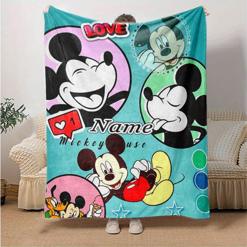 Coperta Artistica Personalizzata 1pz Topolino, Coperta Morbida e Confortevole, Calda per il Tempo Libero, Coperta da Campeggio e Viaggio, Regalo di Compleanno Q910124