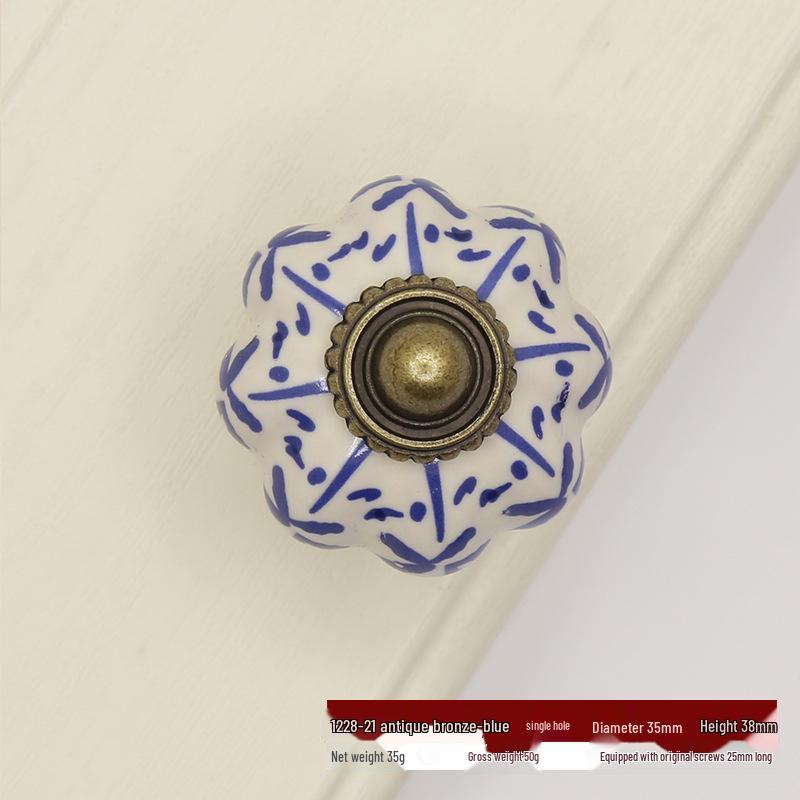 Hand-Painted Ceramic Floral Pumpkin Drawer & Cabinet Handle