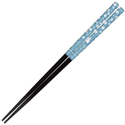 Sunlife Chopsticks, Dishwasher Safe, Adult, Long, 23cm, Spring Rabbit Design, Natural Wood, Blue, Made In Japan, H-06720