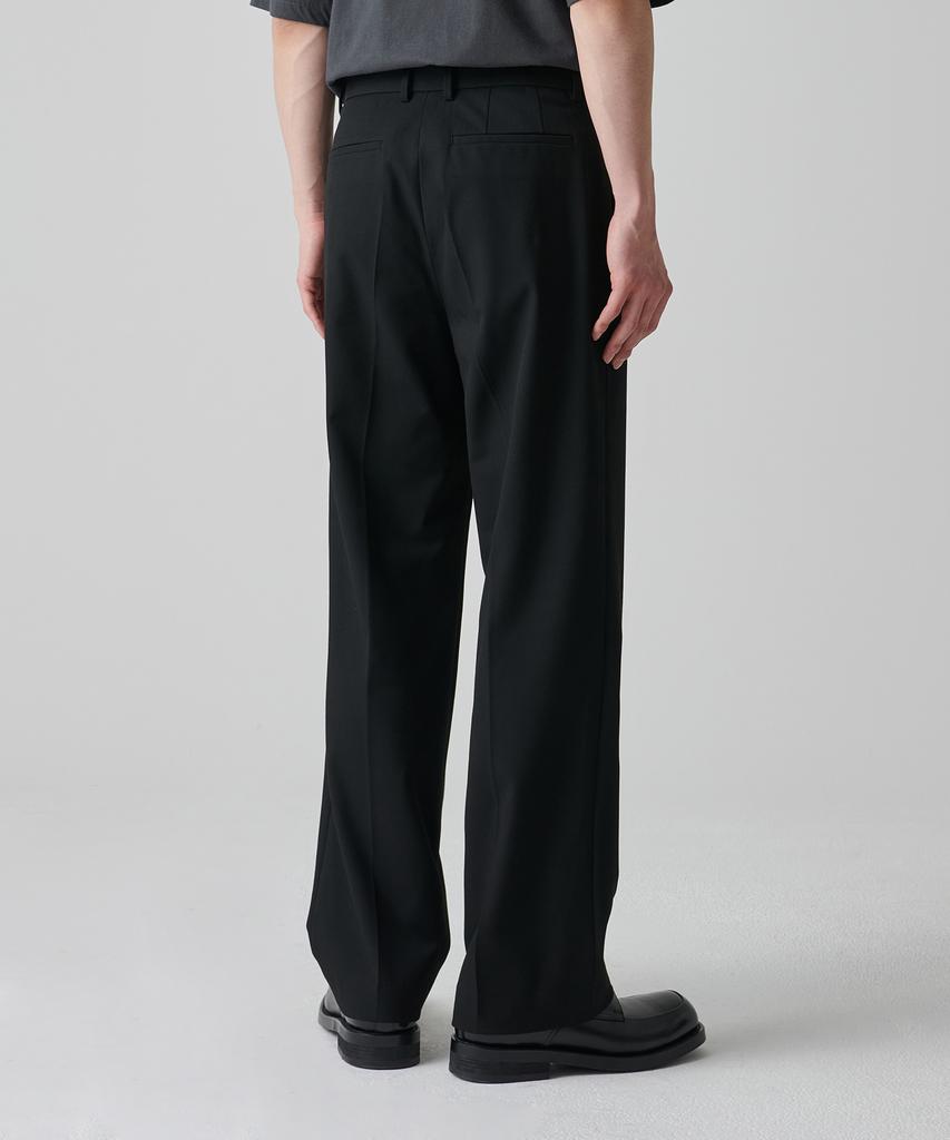 Musinsa Standard Reverse One-Pleat Wide Hidden Banding Slacks [Black]