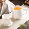 Gold Inlaid Jade Porcelain Tea Mug Set