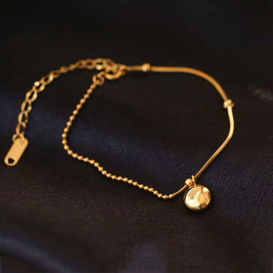 

Модный браслет на щиколотку из титановой стали Golden Bean для женщин - цепочка на щиколотку в корейском стиле