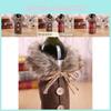 New European And American Style Christmas Decorations Red Wine Bottle Cover With Bowknot And Wool Collar