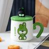 Children's Cup Breakfast Coffee Cup with Lid Spoon Cartoon Cup High Value Household Ceramic Cup Small Gift Set