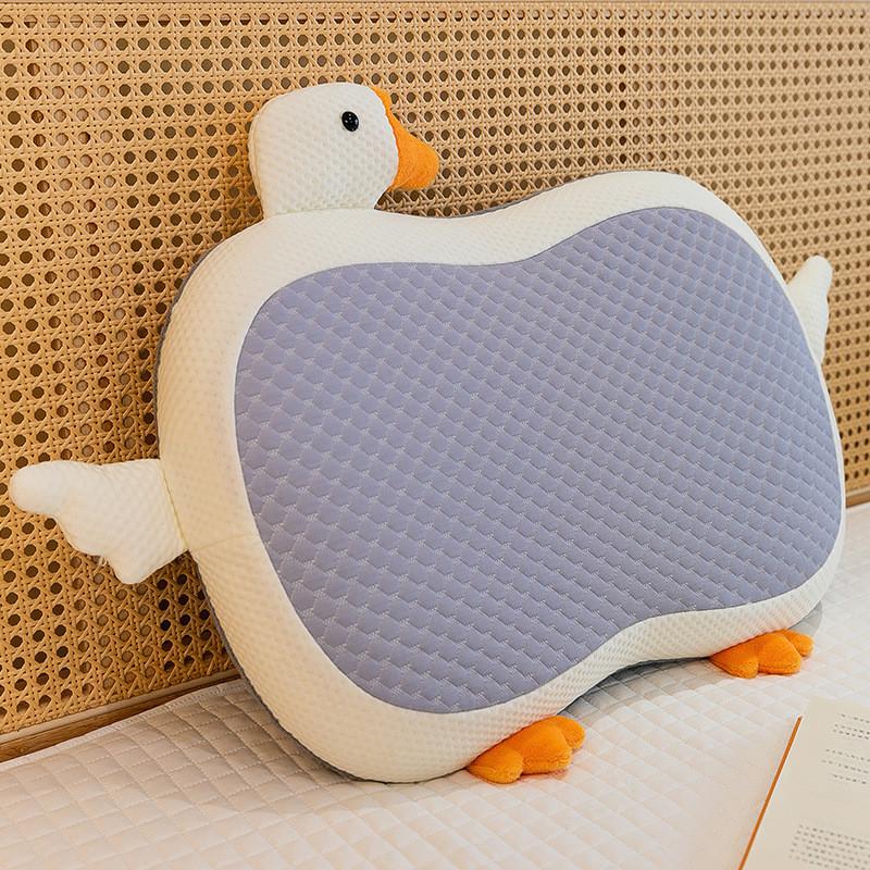 Adorable Summer Ice Silk Plush Goose Pillow Soft Support Cushion For Kids And Office