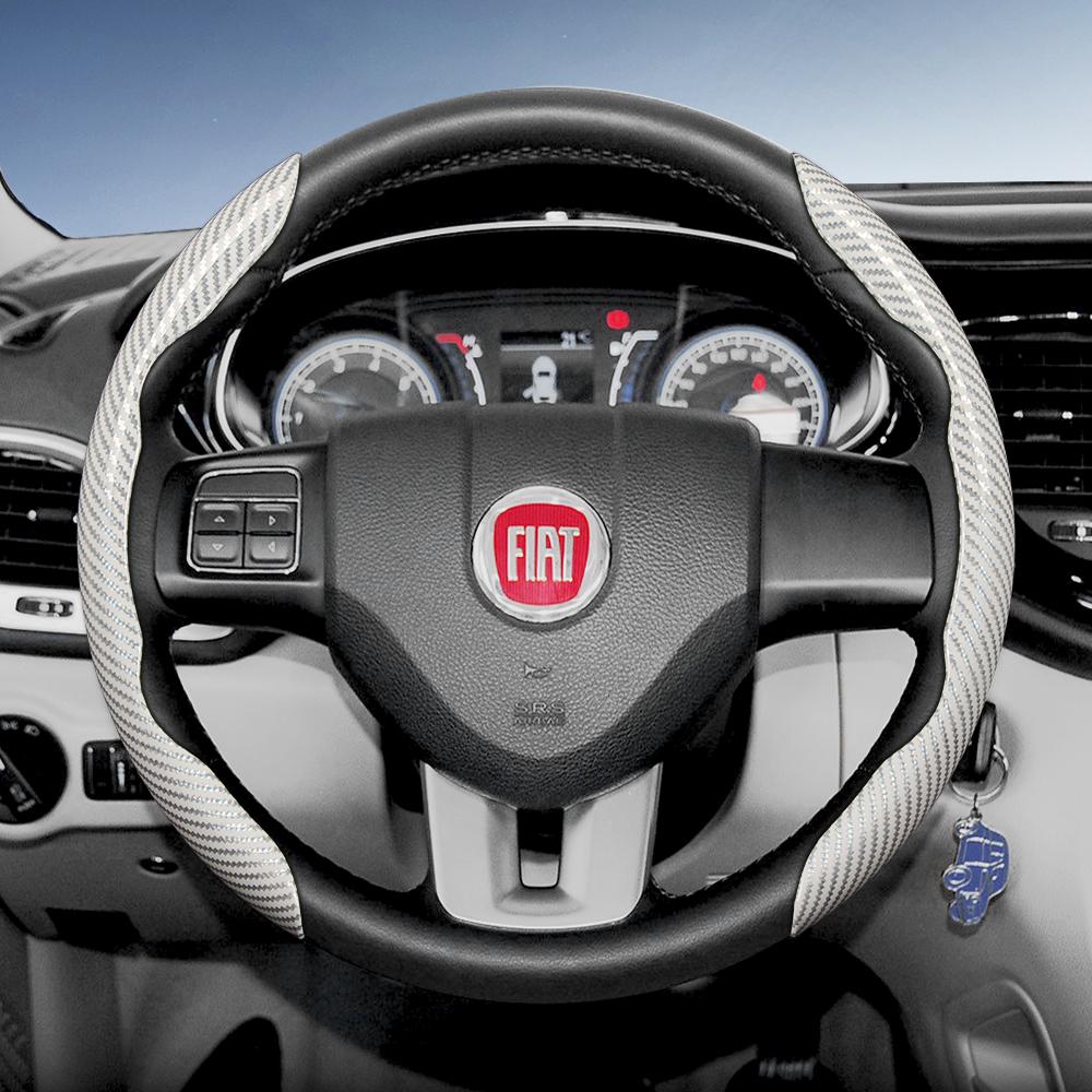 

Suitable for Fiat Carbon Fiber Texture Steering Wheel Cover with Segmented Quick-Release Design, Durable for 500 Panda Pandina Tipo Egea Strada Pulse