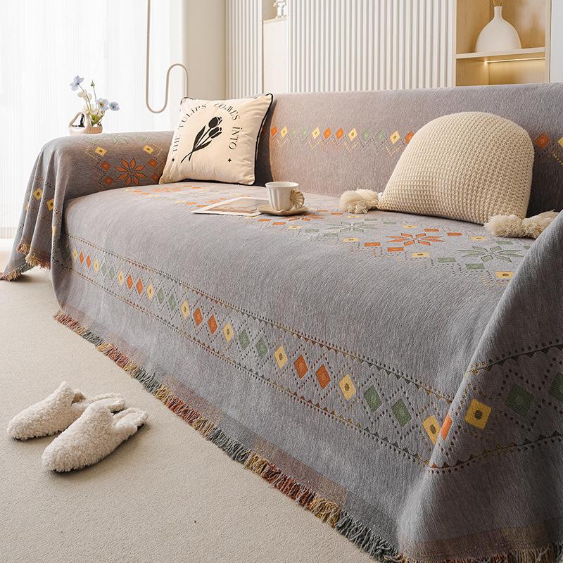 1pc Sofa Towel Bohemian Four Seasons Universal Cover Towel Ethnic Anti-Cat Scratching Sofa Cover Cloth Cream Style Light Luxury Universal Cover