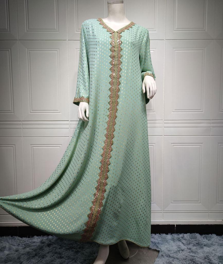 Muslim Women's Bronzing Embroidered Dress Muslim Dubai Abaya Robe