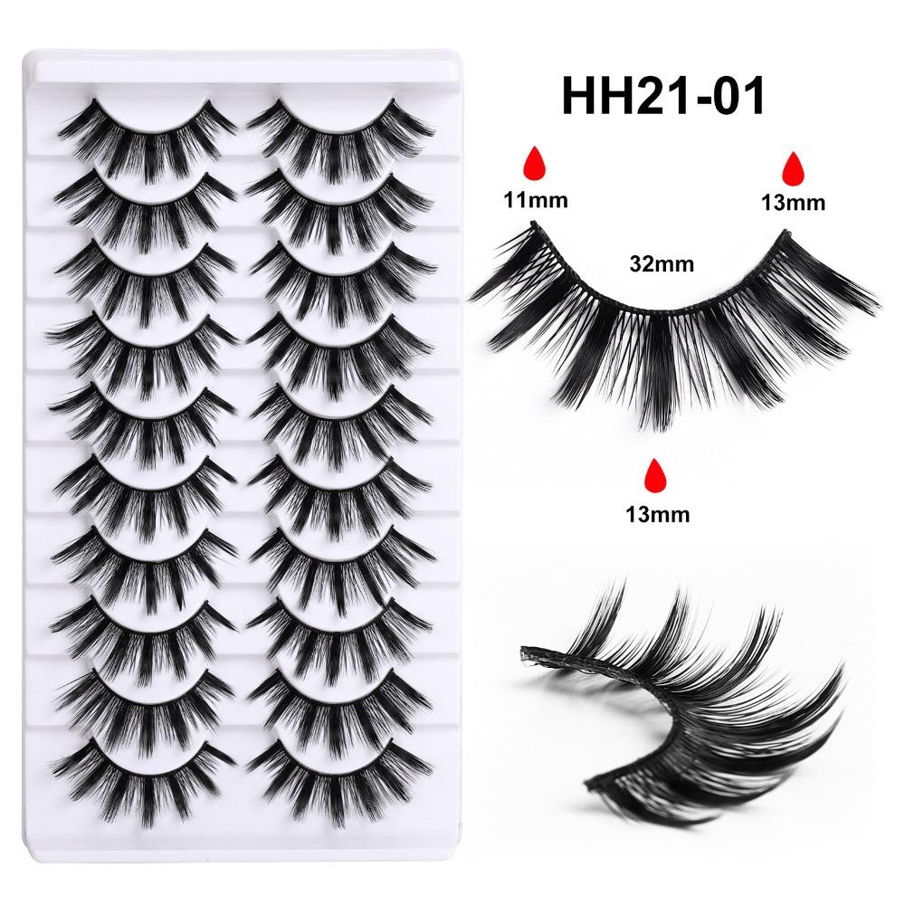 10 Pairs Fluffy Thick 3D Faux Mink Lash Glue Version Full Strip Lashes  Eye Lash Extension