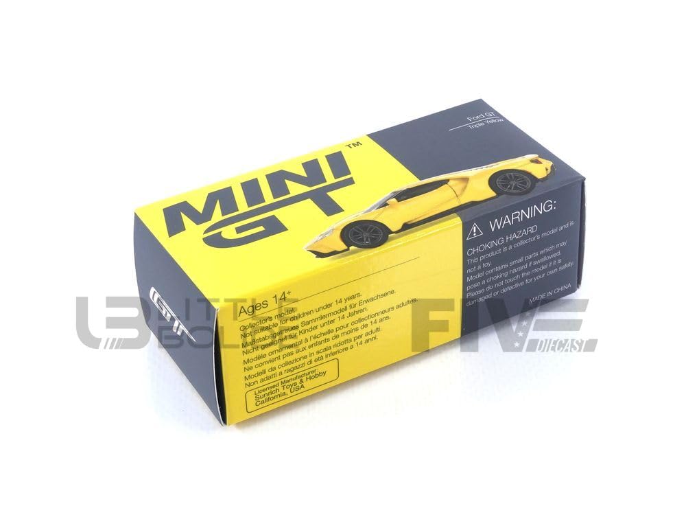 TrueScale Miniatures MINI GT 1/64 Scale Ford GT Triple Yellow Left-Hand Drive Finished Model