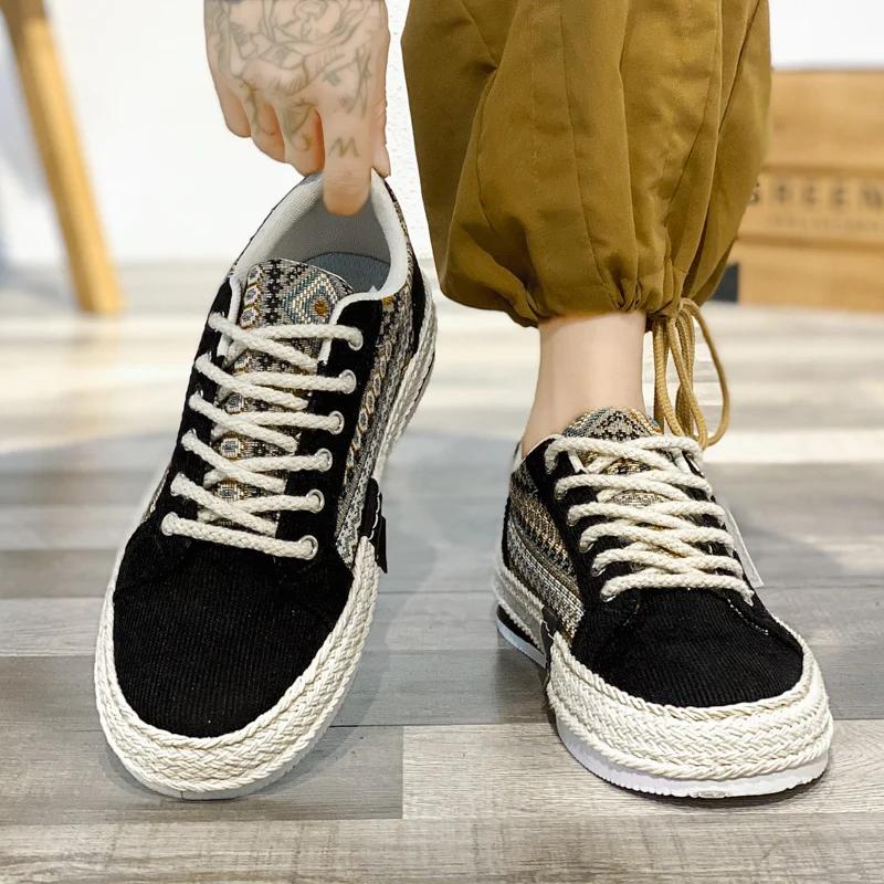 Herren Atmungsaktive Espadrilles Neue Freizeitschuhe Herren Bequeme Walking Plateau Vulkanisierte Sneaker Mode Canvas Sneaker