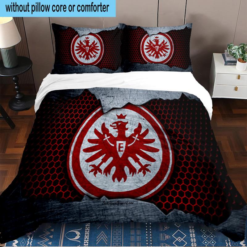 Flaming Heart Frankfurt Emblem 3PCS Bedding set,Ideal for1pc Duvet Cover And 2pcs Pillowcases Perfect for Christmas gift,Ideal for Bedroom, Dormitory