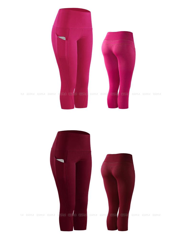 High Waist Butt Lift Yoga Capri – Quick-Dry, Breathable, Elastic, Nude-Feel Running Tights for Women