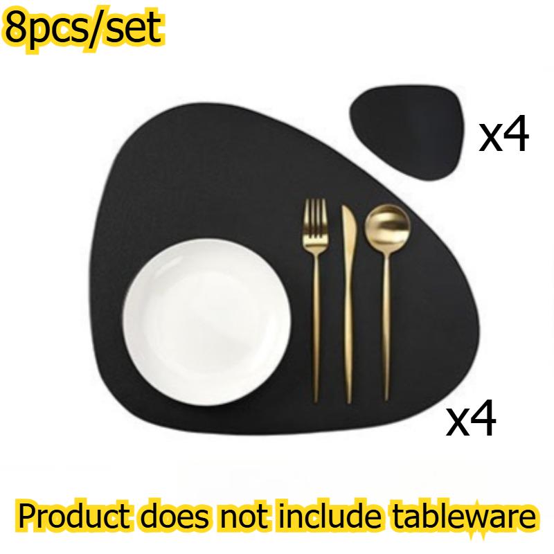 8pcs/set Nordic Style PVC Leather Placemat Home Waterproof Oil-Proof Table Mat Desktop Decor Dining Table Pad for Kitchen Dining