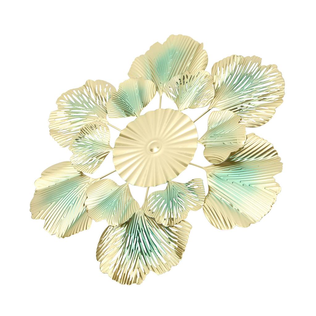 Nordic Luxury Wall Decoration Apricot Leaf Flower Mirror Wall Pendant Iron Art Porch Decoration