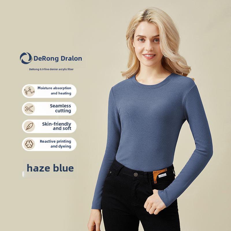 

Женский термотоп: Немецкий бархат, круглый вырез, утолщенный, антибактериальный, подходит для осени, можно носить на открытом воздухе L