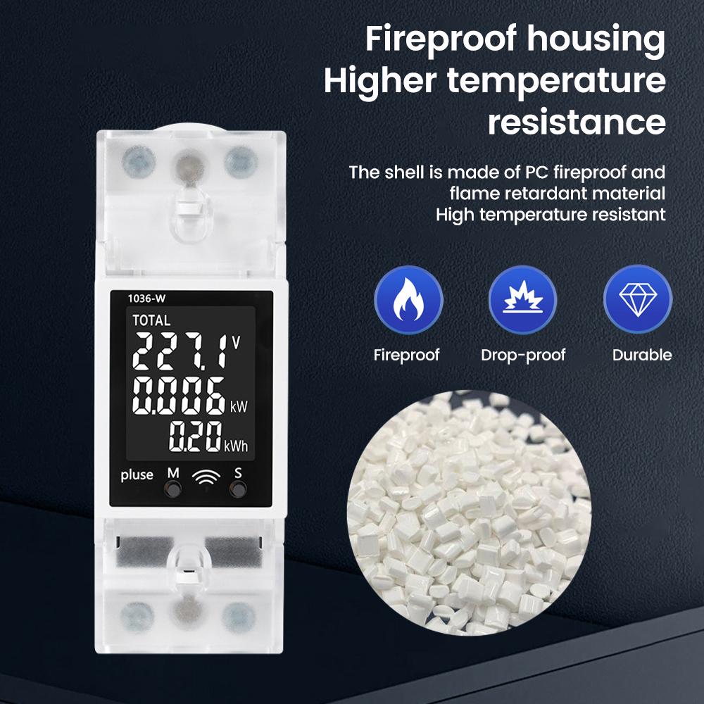 APP WiFi Din Rail Power Monitor Wattmeter Voltmeter Ampermeter Digital Energy Meter Over Under Voltage Protector Relay Switch