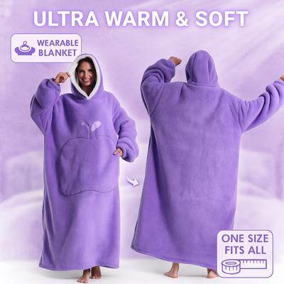 Kadınlar için Kış Sıcak Polar Kapşonlu Sabahlık Düz Renk 140cm Büyük Boy Battaniye Kollu Polar Sıcak Kapşonlu Sweatshirtler Dev TV Battaniye Kadın Kapşonlu Sabahlık