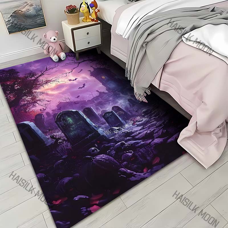 

Spooky Grave Halloween Theme Carpet for Living Room Bedroom Bedside Floor Mat Cloakroom Kids Activity Area Rugs Festive Decor 40x60cm