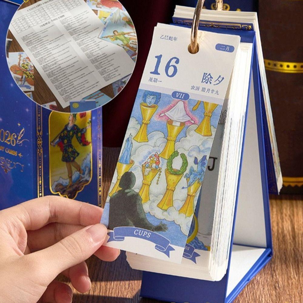 Gold Ring Binding 2026 Card Calendar Vintage Oil Painting Daily Planner New Year Theme