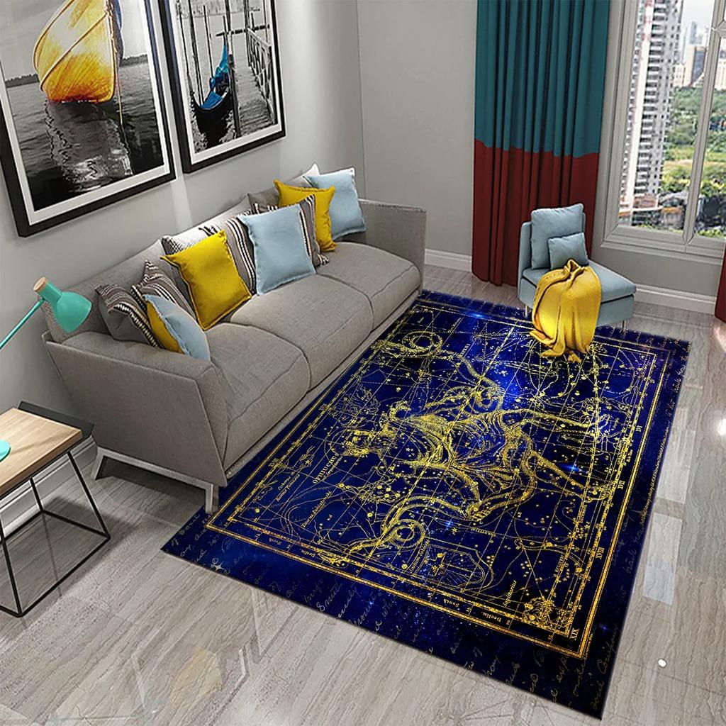 Twelve Constellations Carpet Astrology Rug Mystic Divination Rectangle Area Rugs for Adult Yoga Mats Living Room Decor Door Mat