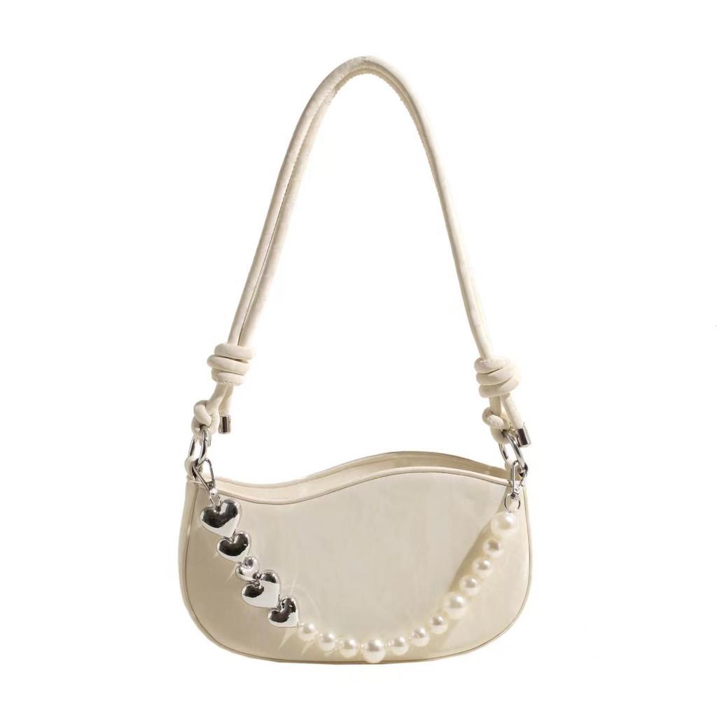 Tasche Damen Perlenkette Ausländischer Stil Unterarmtasche Mode Schultertasche Crossbody Kleine Quadratische Tasche