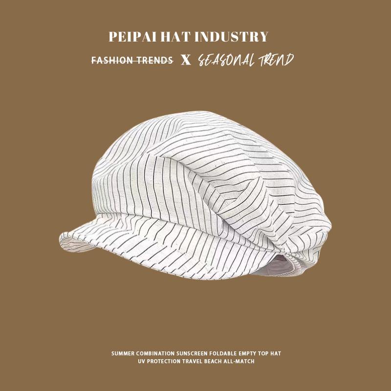 Hat, pleat, versatile, vintage painter's hat, literary casual octagonal hat, Japanese soft-brimmed hat