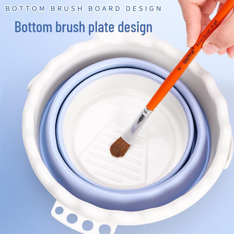 Foldable Silicone Water Bucket for Art Students - Perfect for Watercolor, Chinese Painting, and Calligraphy Brush Cleaning