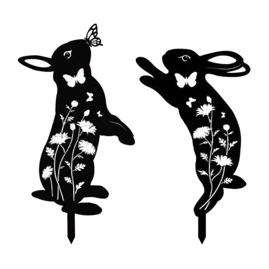 1/2Pcs Garden Stake Hollow Cat Dog Rabbit Design Decorative Outdoor Yard Art Stake Patio Garden Accessory